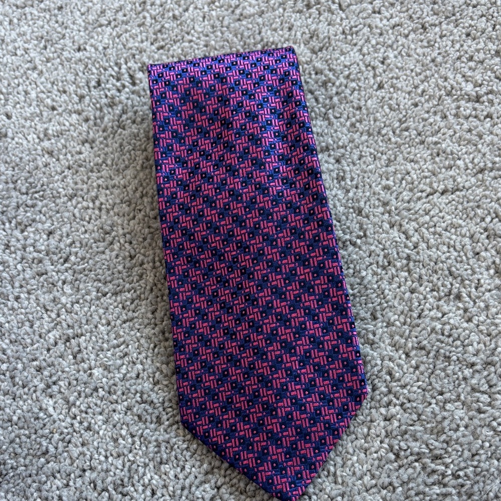 Charvet Pink and Blue Patterned Tie